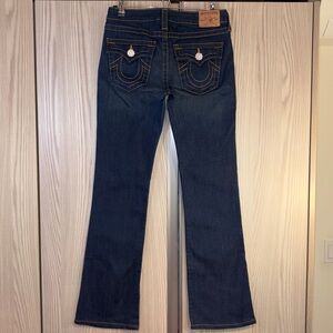 True Religion ‘Becky’ Bootcut Jeans ~ in Dark Blue Wash w/ Crystal Buttons ~ 28